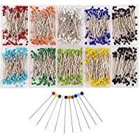 1000Pcs Alfileres de Costura Bola de Cristal Perla Cabeza Alfileres de Acolchado Rectos para Manualidades de Costura DIY…